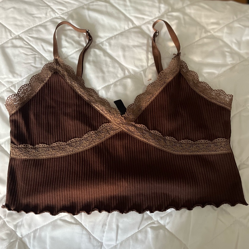 Brown lacy tank